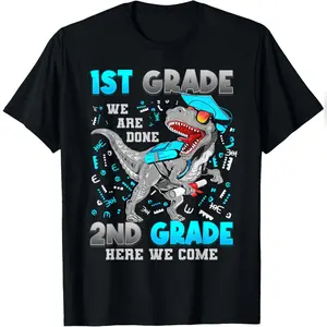 1st Grade Graduation Dinosaur T-Rex 2nd Grade Here We Come T-Shirt Comfy Everyday T-Shirt