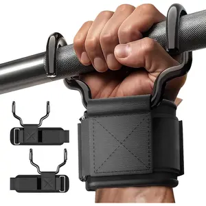 2026 New Weight Lifting Hooks Pair Heavy Duty Power Wrist Straps Hand Grip Support for Deadlifts Pull Ups Neoprene Padded