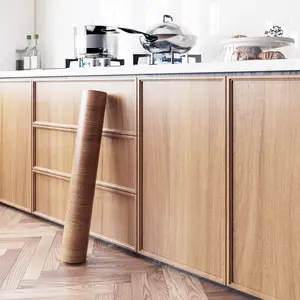 Oak Vinyl Wrap Wood Effect Sticky Back Plastic Roll, Self-Adhesive Vintage Removable Wallpaper for Furniture & Walls, 40x200 Cm