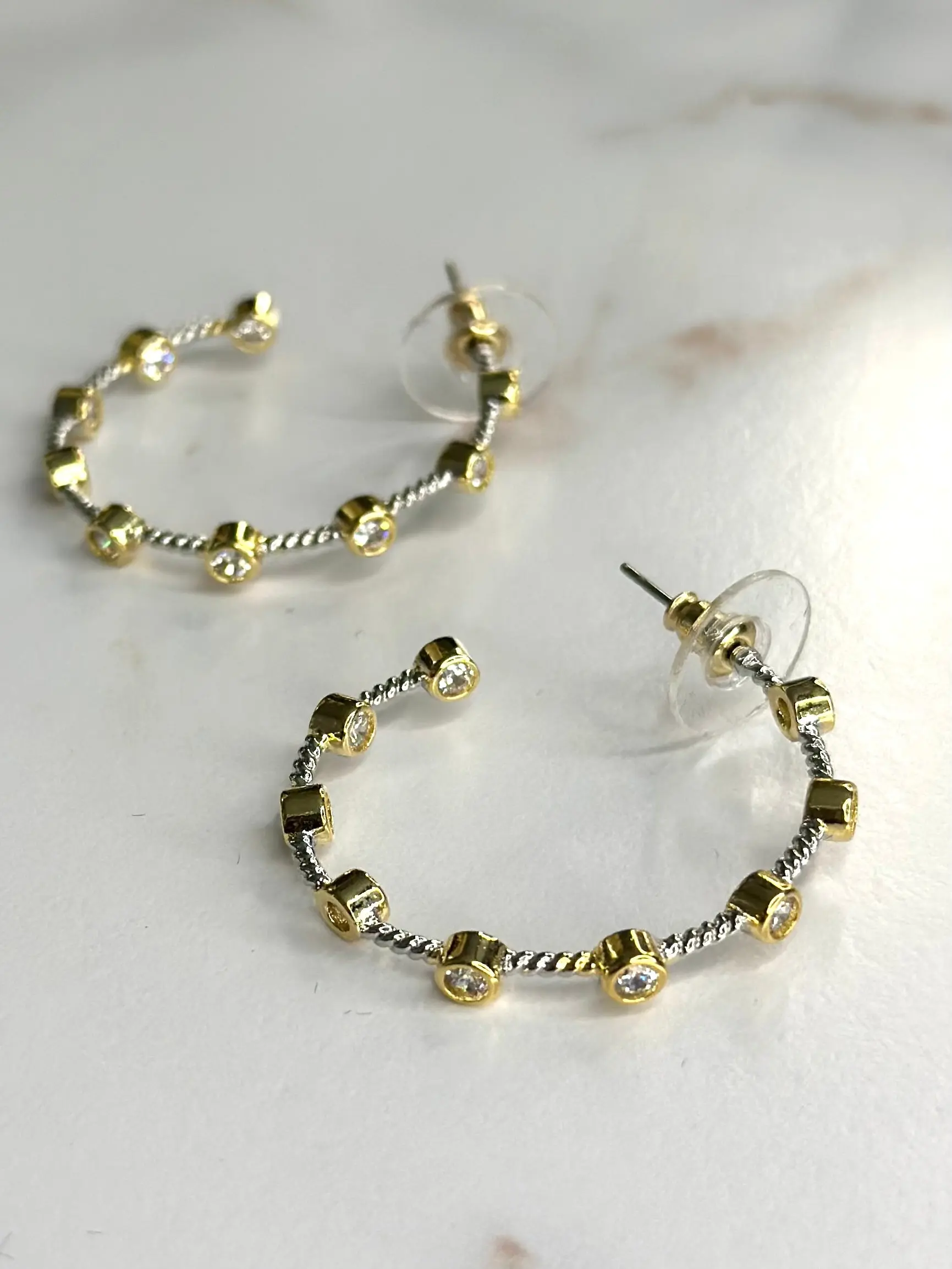 Cecilia two tone hoops