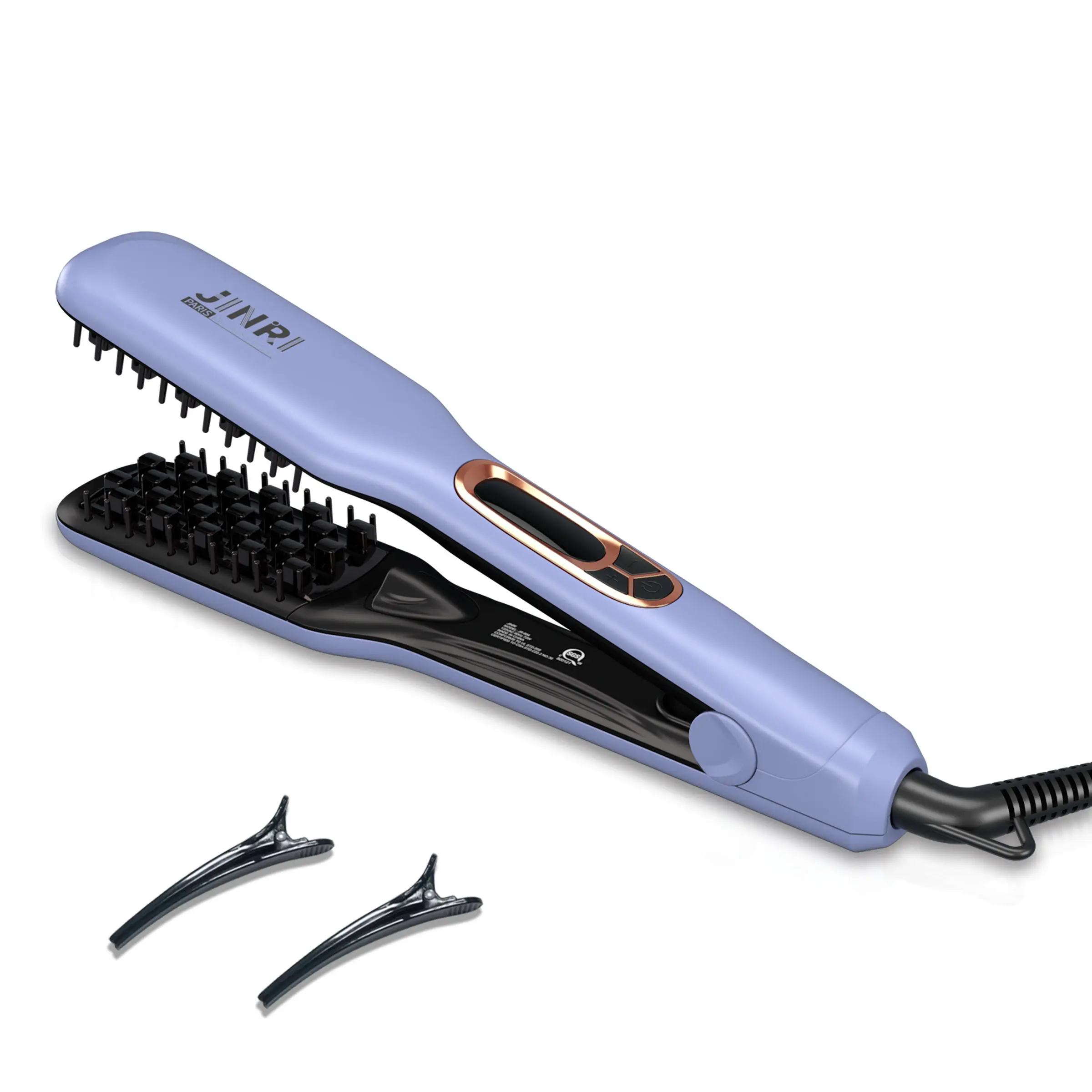 JINRI Professional Volumizing Ceramic Hair Straightener & Curler - Adjustable Temp, 360° Rotatable Tail, Lasting Volume, Curling Tool for Short or Thin Hair (Purple), Curlers