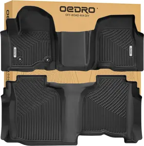YITAMOTOR Floor Mats Fit for 2019-2024 Chevrolet Silverado/GMC Sierra 1500 & 2020-2024 Chevrolet Silverado/GMC Sierra 2500HD/3500HD Double Cab Bench, NO Rear Underseat Storage Box Custom 2 Row Floor Liner Set Car Accessory Truck Autos Protector Automotive