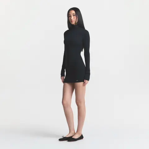 SKIMS ESSENTIAL KNIT MOCK NECK MINI DRESS