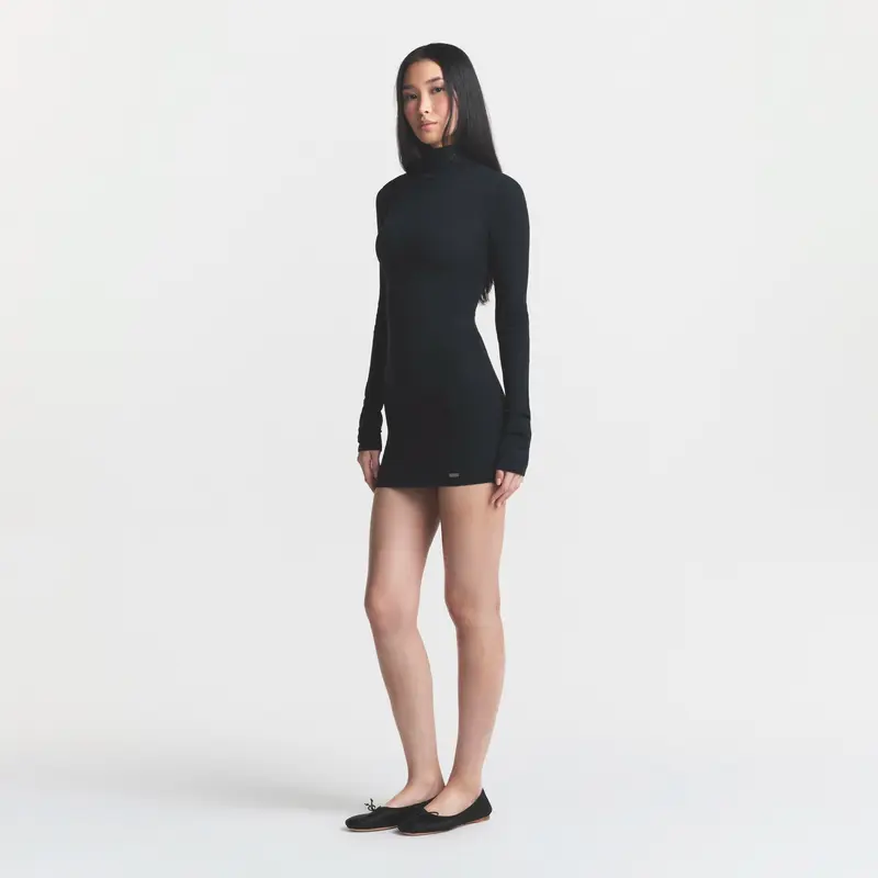 SKIMS ESSENTIAL KNIT MOCK NECK MINI DRESS