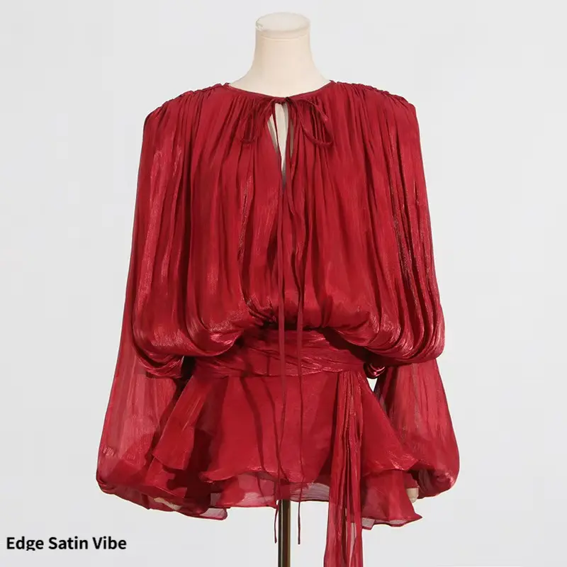 Long Sleeve Hollow Out Lace-up Ruffle Tiered Dress Ladies Mini Casual Date Night Vacation Dress
