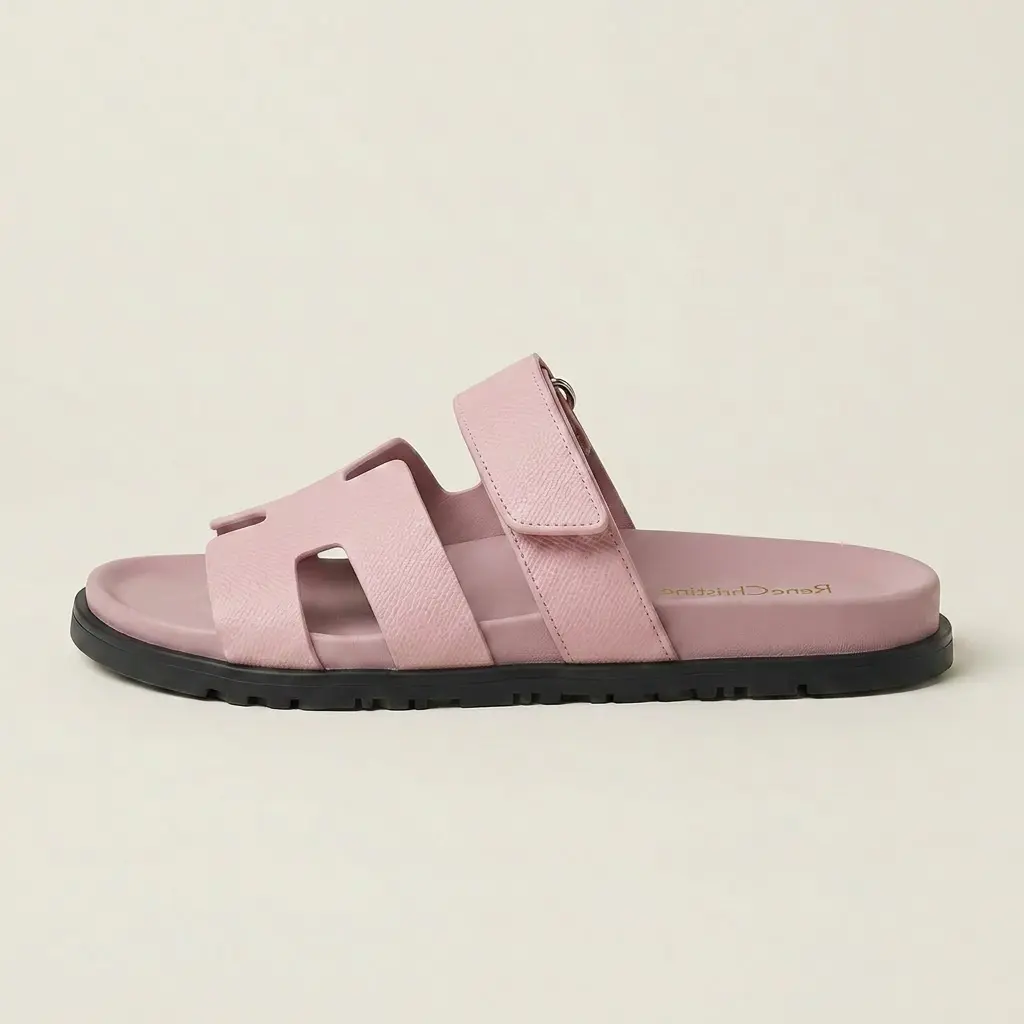 ReneChristine Women's Casual Open-Toe Platform Slide Sandals - Rubber-Sole, Synthetic-Material Shoes with Adjustable Velcro Straps for Easy Slide-On Access
