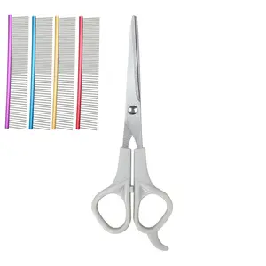 1 set includes scissors + comb, Cat Straight Shear, Dog Grooming Scissors, Grooming Comb and Hair Trimming Shear, suitable for pet owners and pet shop owners