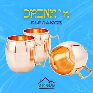 DK Original Copper Mule Mugs – Set of 4 Pure Copper Cups with Brass Handles | Moscow Mule Mug Gift Set for Cocktails & Chilled Drinks