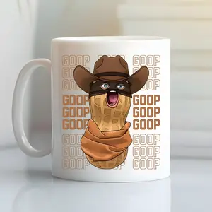 Goop Cowboy Peanut Mug, Viral “Live by the Goop” Meme Cup, Absurd Internet Humor Gift for Meme Lovers, Funny Office Gift