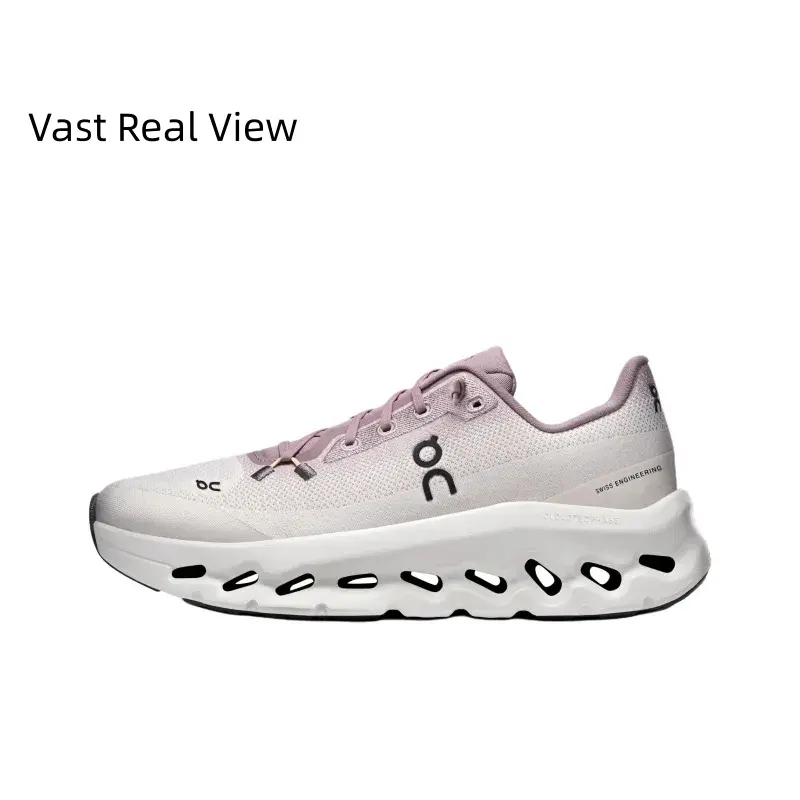 Lightweight Lifestyle Sneaker, White with Pink and Purple Accents, Midsole Technology and Sock-like Structure Design