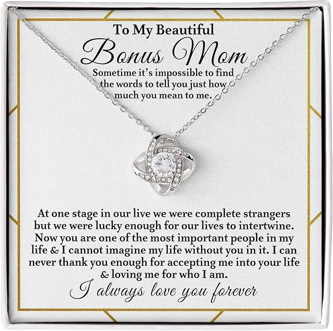 Bonus Mom Necklace, Bonus Mom Necklace, Love Knot Necklace, Jewelry To Mom, Women Bonus Mom Gift, Mother's Day Necklace Second Mom, Adoptive Mom, Bonus Mom Gift, Step Mom Necklace