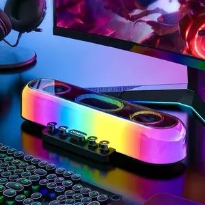 Bluetooth RGB gaming speaker, fidelity dynamic, stereo speaker, lossless sound quality, color lighting game, 1800mAh battery, listen to footsteps, gunfight game, LOL， Desktop sound system, USB powered speakers, suitable for home theaters, desktops