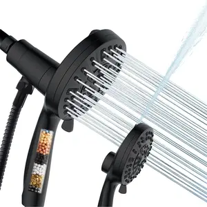 Filtered Shower  with Handheld - 10  Modes High  Handheld Shower with Filter  Combo,  Shower Heads, With 60-Inch Long Hose(Matte black)