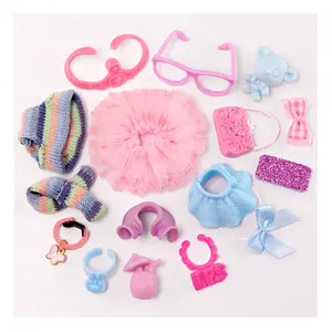 16 pc mini accessories for mini pet shop, bow skirt hat scarf collar glassess headband bag phone drink bundle set Compatible with mini pet shop(B54) Shorthair Cat Collie Husky Puppy Cocker Spaniel fox figure toy