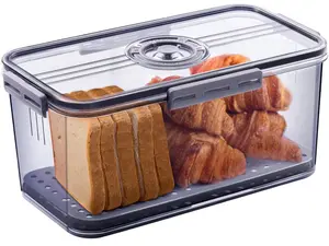 Bread Box for Kitchen Counter Airtight Storage Container with Lid for Bread Toast Bagel Donut and Cookies.