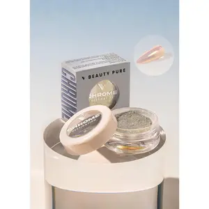 V Beauty Pure Chrome Powder - Destination, Fine Pearlescent Powder for Nail Art, Apply Then Cure Formula with Subtle Shimmer for Nails