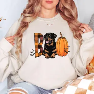 Rottweiler Thanksful Sweatshirt, Fall Holiday Rottie Dog Mom Sweater, Boo Rottweiler Dog Lover Gifts, Unisex Crewneck for Women and Men