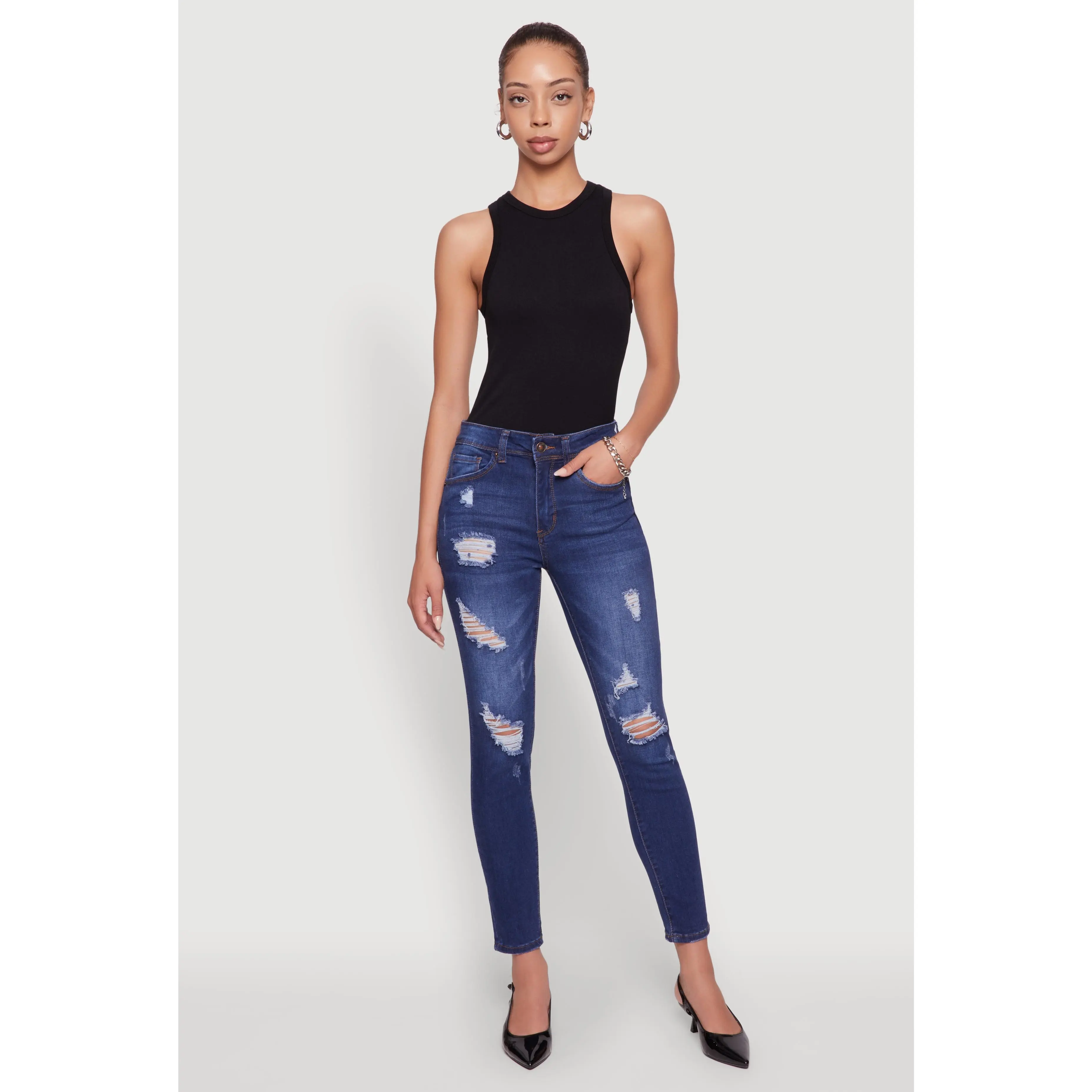 WAX Mid Rise Distressed Jeans