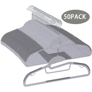 JupiterForce Gray White ABS Plastic Non-Slip Slim Clothes Hangers, 50-Piece Pack with Thin Metal Strap & Swivel Hook, Home Organizer for Shirts, Coats