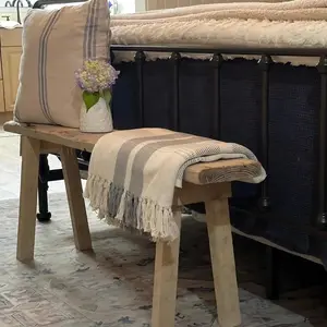 Weathered Wooden Skinny Bench | Foldable Locking Legs – Handcrafted Rustic Accent for Entryway & Bedroom