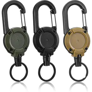 3 Pack Retractable Key Chain, Retractable  Heavy Duty ID Badge Reel with  Ring,  Holder for Outdoor & Office Use
