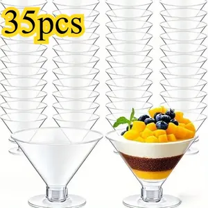 35 Pack Premium Hard Cups – Clear Rigid Dessert Glasses for Mousse, Ice Cream, Juice & Drinks | Perfect for Dessert Shops, Weddings, Birthdays & Home Parties Plastic Dessert Cups