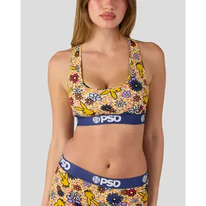 PSD Womens Playboy 70's Flow Racerback Sports Bra - Cute and Comfortable Premium Modal Fabric