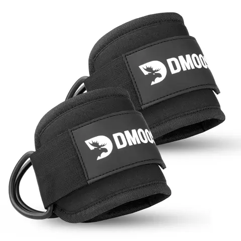 DMoose Cable Machine Ankle Lifting Straps (Pair) - 8mm Padded Neoprene, Durable Nylon Cuffs, Hook & Loop, Reinforced Stitching, Anti-Rust D-Rings, Snug Fit Gym Accessories for Women’s Strength Training, Build Stronger Glutes, Enhance Glute Development