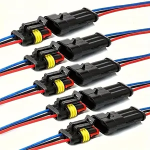 5set AMP 3P Way Waterproof Electrical Auto Connector Male Female Plug with Wire Cable harness for Car Motorcycle