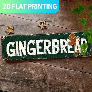 2D Flat, 1pc Retro Gingerbread Metal Wall Sign - Vintage Aluminum Decorative Plaque, 15.7x3.9 Inches, Pre-Drilled for Easy Hanging, Perfect for Home, Kitchen, Farmhouse, Porch & Gothic Wall Art - Unique Gift for Friends & Family, Kitchen Decoration | Vint