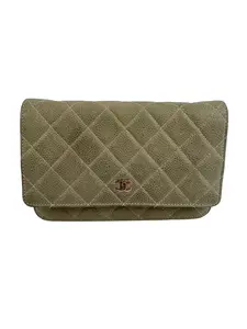Pre-owned CHANEL Leather Crossbody Bags Grey Caviar Wallet on Chain (WOC)