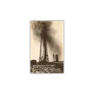 Spurting Oil Well Sepia Postcard