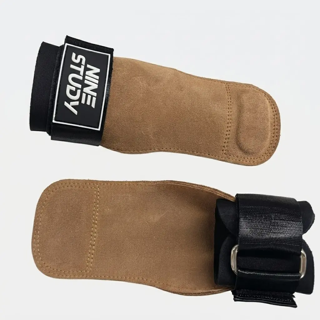 Unisex Double-Layer Genuine Leather Weightlifting Wrist Wraps - Fitness Accessories, Lifting Wrist Straps, Adjustable Strap, Open Grip, Customizable Hold, Anti-Slip Silicone D-Ring, Palm Protection for Weight Training, Hand Wash Only
