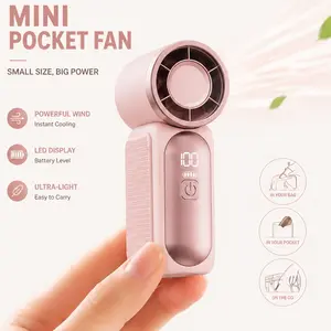 Mini Handheld Fan with LED Display 6 Speed Pocket Fan USB Rechargeable