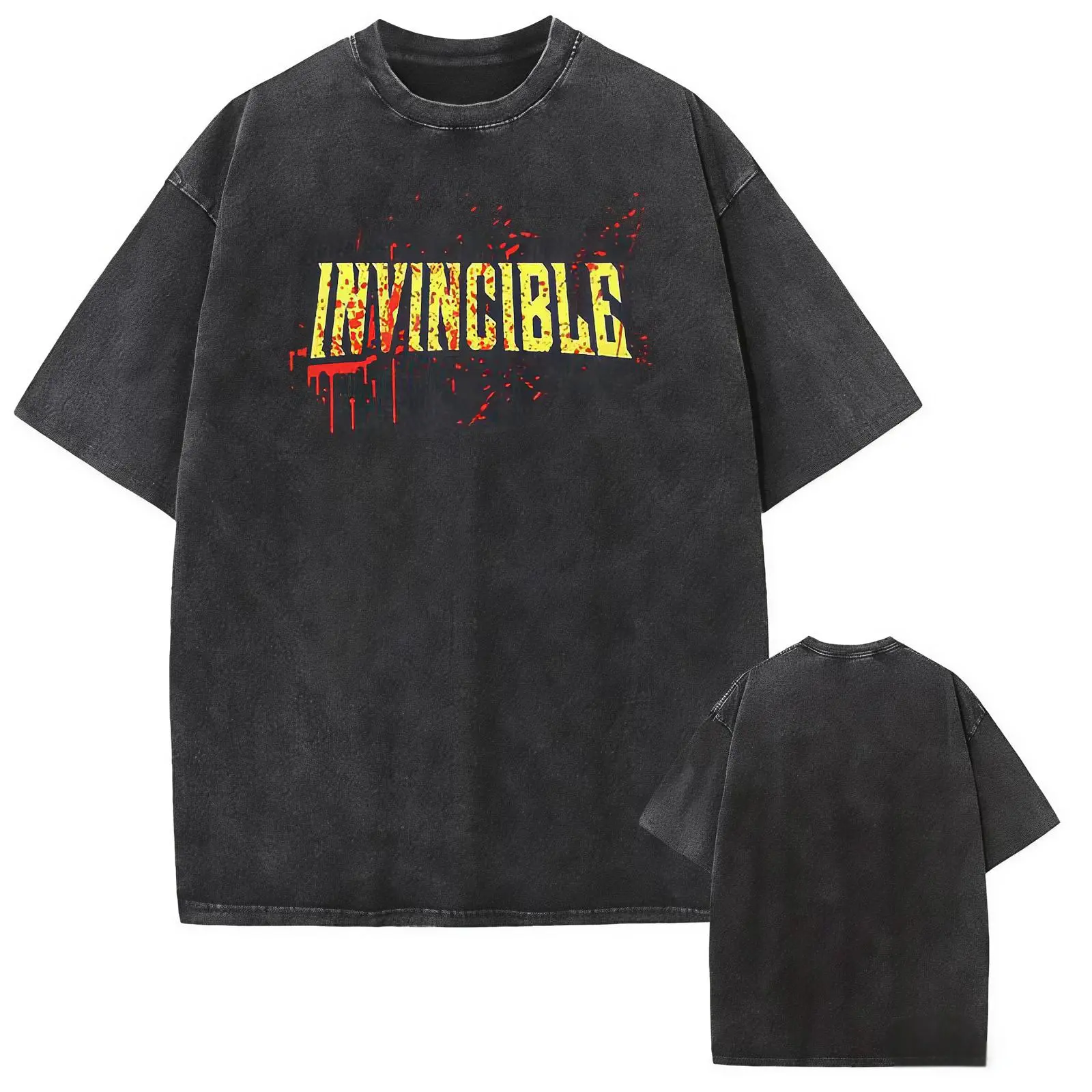 Men's Heavyweight Cotton Vintage Washed Crewneck Oversized Graphic T-Shirt - Top War Comics TV Show Inspired Streetwear Short-Sleeve Menswear Tee anime lover