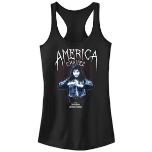 Juniors Womens Marvel Doctor Strange in the Multiverse of Madness America Chavez Solo Racerback Tank Top
