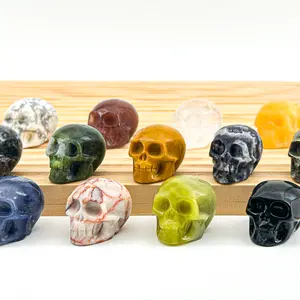 【Higher Crystal】1 count  Mixed Gemstone Crystal Skulls - Hand-Carved Healing Stones for Chakra Balancing, Home Decor, and Collectibles