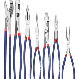 Carbon Steel 7-Piece Pliers Set with Groove Joint, Slip Joint, Linesman, Diagonal Pliers, Bi-Material TPR Handles for DIY and Home Use