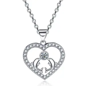 Emma Manor 14k White Gold Plated 5A Cubic Zirconia Love Dolphin Pendant Necklace