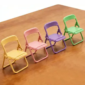 5pcs Creative Mini Chair Shape Phone Holder, Foldable Plastic Desktop Stand, Adorable Multicolor Cell Phone Cradle for Desk, Home, Office Decoration, Compact