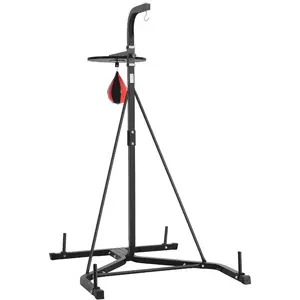VEVOR Punching Bag Stand, Steel Heavy Duty Workout Training Equipment, Adjustable Height Boxing Punching Stand with Weighted Base, Holds Up to 140 lbs, Freestanding Sandbag Rack for Home Gym Fitness