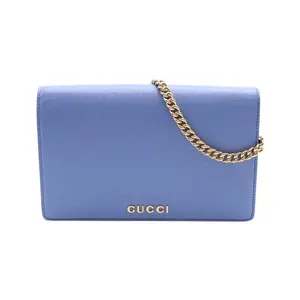 Pre-owned GUCCI Leather Crossbody Bags GG Marmont Wallet On Chain Crossbody Bag In Blue Lilach
