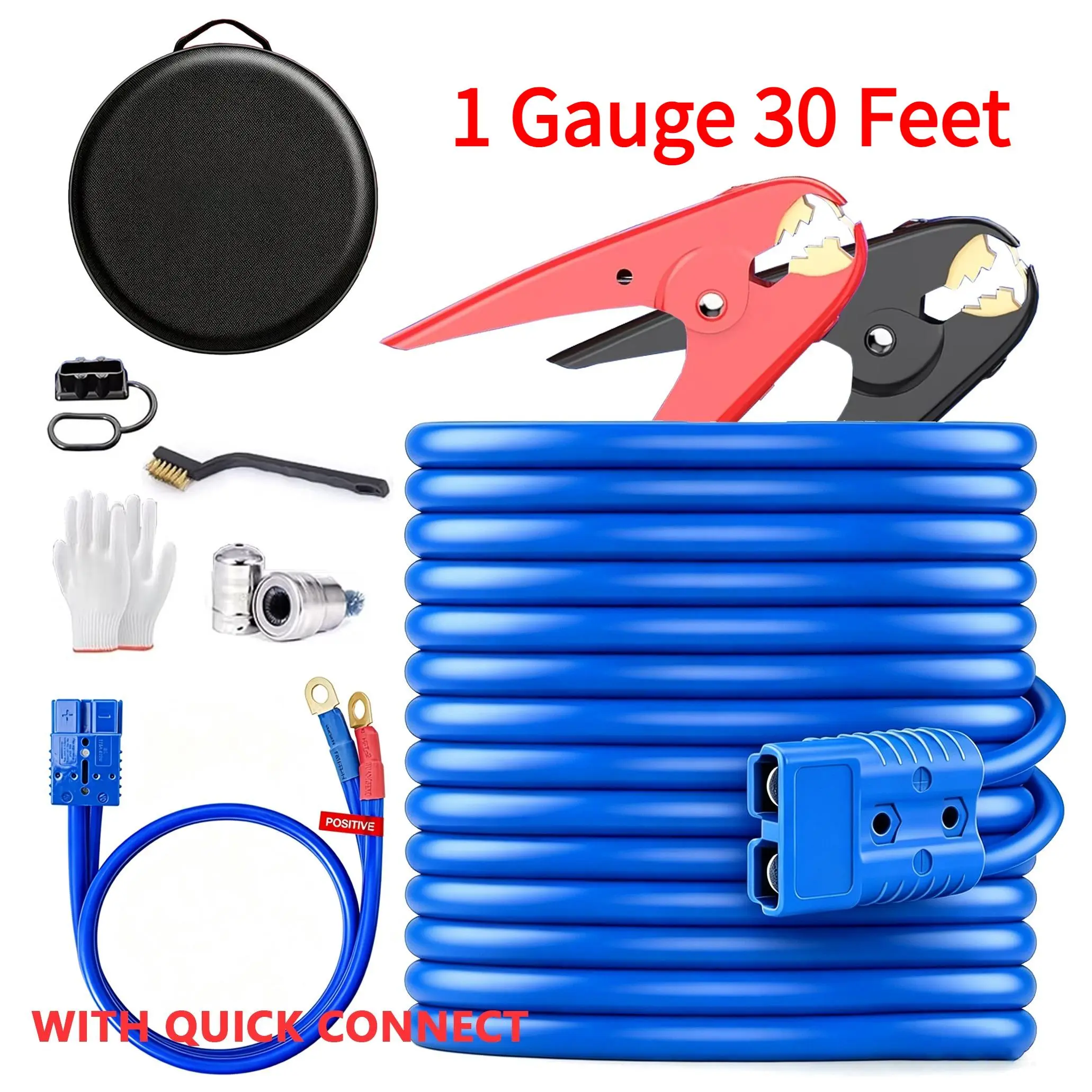Jumper Cables,1 Gauge 30 Feet 800A Booster Cables with UL-Listed Clamps, Heavy Duty Automotive Quick Connect Booster Cables for Car, SUV and Trucks with Carry Bag