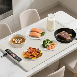 Portable Food Warmer Pad, Electric Rollable Insulated Tray with Real-Time Temperature Display, 5 Heat Settings, Multi-Functional for Parties