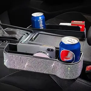 Sparkling Diamond Car Seat Gap Storage Box, Center Console Insert Organizer, Phone Holder, Universal Car Interior Accessories
