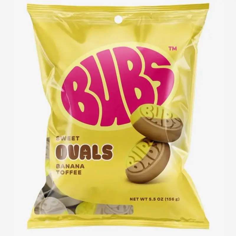 Bubs Sweet Ovals, Banana Toffee Flavor Snack Bag, 5.5oz
