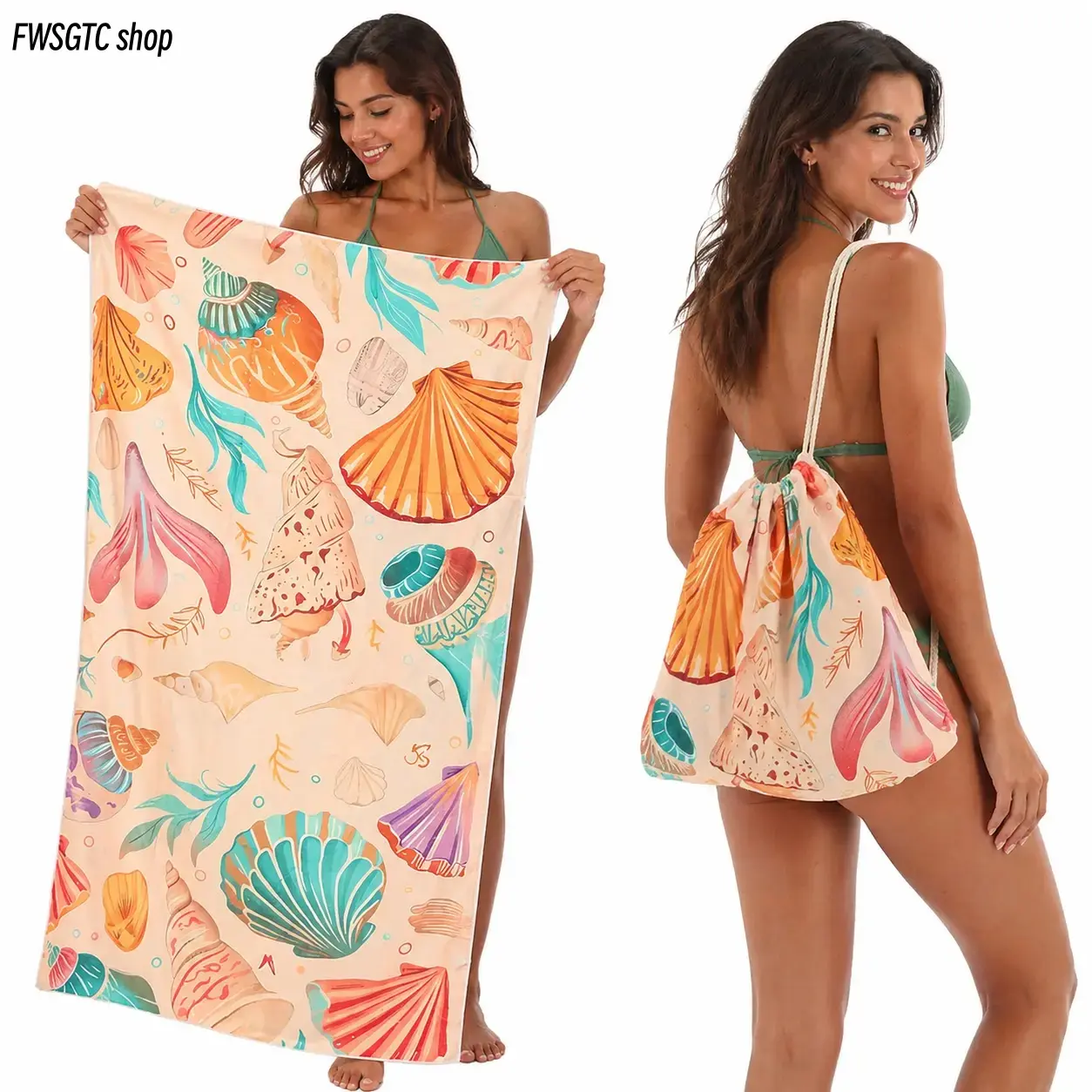 2-in-1 Convertible Beach Towel Backpack, Oversized Sand Free & Quick Dry Mat. Nautical Print Drawstring Bag, Practical Outdoor Gear for Beach, Pool and Travel Daily Use