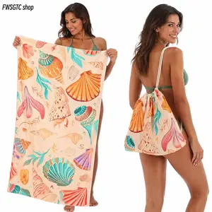 2-in-1 Convertible Beach Towel Backpack, Oversized Sand Free & Quick Dry Mat. Nautical Print Drawstring Bag, Practical Outdoor Gear for Beach, Pool and Travel Daily Use