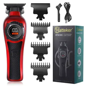 Cordless hair clipper for men, sideburns and beard trimmer, electric shaver, LCD digital display, two speed regulation, USB charging