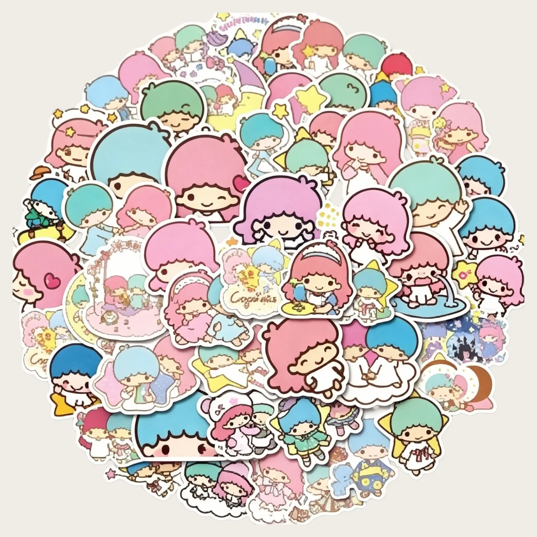 Sanrio Little Twin Stars 50 Pieces Waterproof Kawaii Decorative Sticker Decals Set
